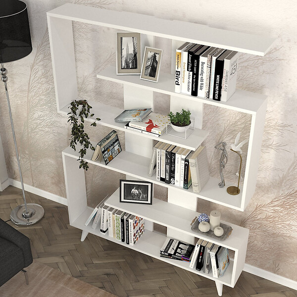 HABITAT ET JARDIN - Bibliothèque en bois "Rain" - 120 x 20 x 162 cm - Blanc - large