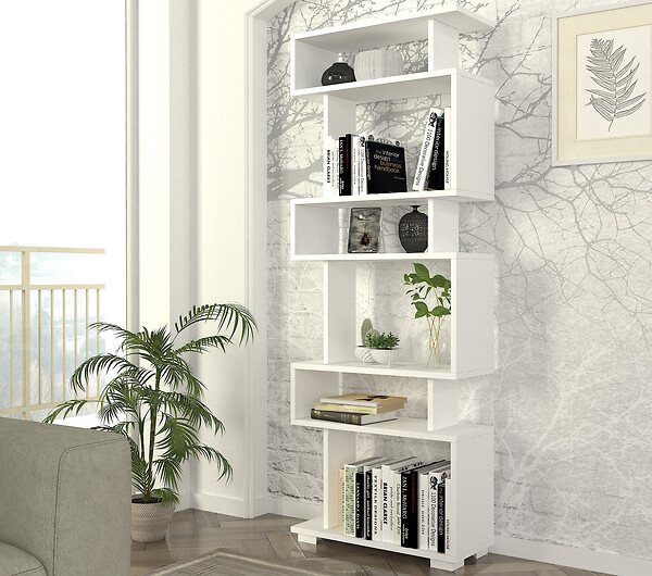 HABITAT ET JARDIN - Bibliothèque en bois "Blok" - 60 x 19 x 165 cm - Blanc - large