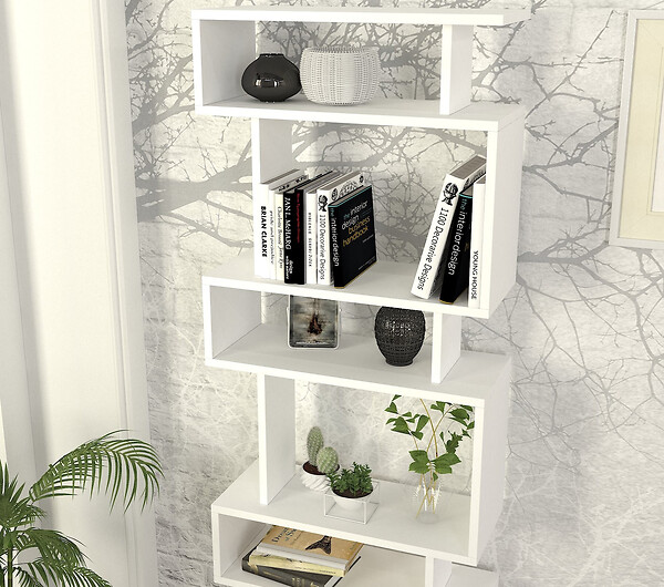 HABITAT ET JARDIN - Bibliothèque en bois "Blok" - 60 x 19 x 165 cm - Blanc - large