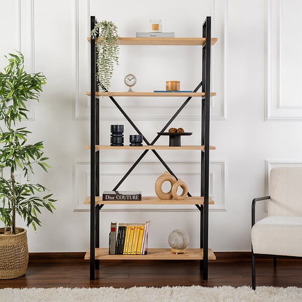 HABITAT ET JARDIN - Bibliothèque en bois "Elysian" - 90 x 33 x 180 cm - ChêneNoir - large
