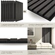 TECTAKE - Lot 8 panneaux acoustiques 3d feutre insonorisant découpage placage en bois véritable chêne noir 110 x 50 cm - vignette