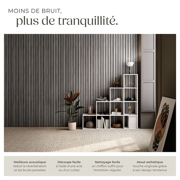 TECTAKE - Panneaux acoustiques Sonic Wall IV aspect bois chêne gris clair - large