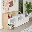 HABITAT ET JARDIN - Meuble d'entrée avec miroir en bois "Ramda" - 137 x 35 x 154 cm - Beige - vignette