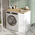 HABITAT ET JARDIN - Meuble de salle de bain pour lave-linge en bois "SA1" - 93 x 60 x 88 cm - Blanc - vignette