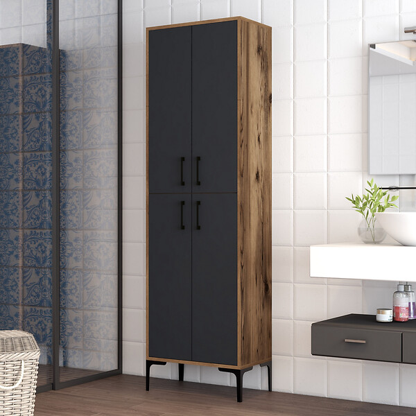 HABITAT ET JARDIN - Meuble multi-usages en bois "Berlin A" - 60 x 35 x 200 cm - NoyerAnthracite - large