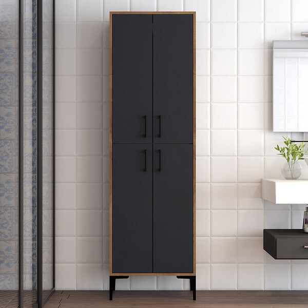 HABITAT ET JARDIN - Meuble multi-usages en bois "Berlin A" - 60 x 35 x 200 cm - NoyerAnthracite - large