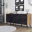 HABITAT ET JARDIN - Buffet en bois "Elite" - 180 x 45 x 80 cm - Noir - vignette