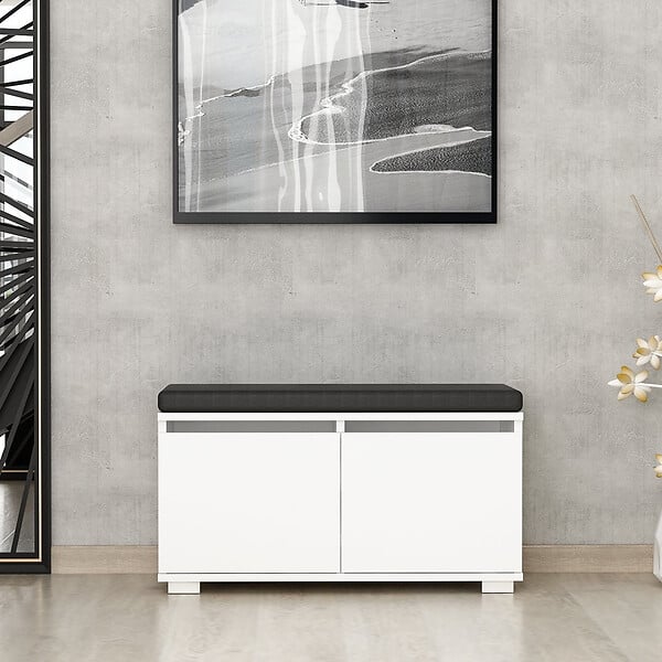 HABITAT ET JARDIN - Meuble à chaussures en bois "Drago" - 80 x 35 x 42 cm - Blanc - large