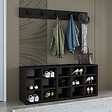 HABITAT ET JARDIN - Meuble à chaussures avec porte manteau en bois "Talu" - 120 x 30 x 52 cm - Gris anthracite - vignette
