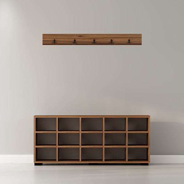 HABITAT ET JARDIN - Meuble à chaussures avec porte manteau en bois "Talu" - 120 x 30 x 52 cm - Marron - large