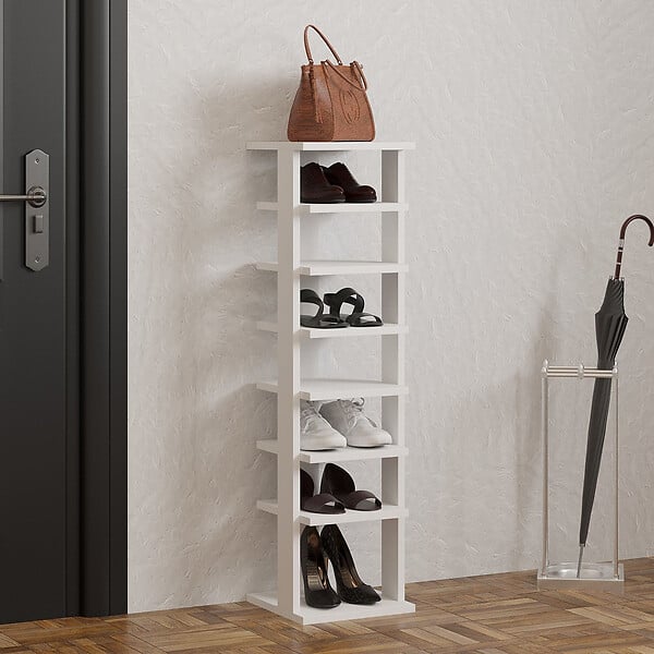 HABITAT ET JARDIN - Meuble à chaussures en bois "Ayka" - 30 x 30 x 110 cm - Blanc - large
