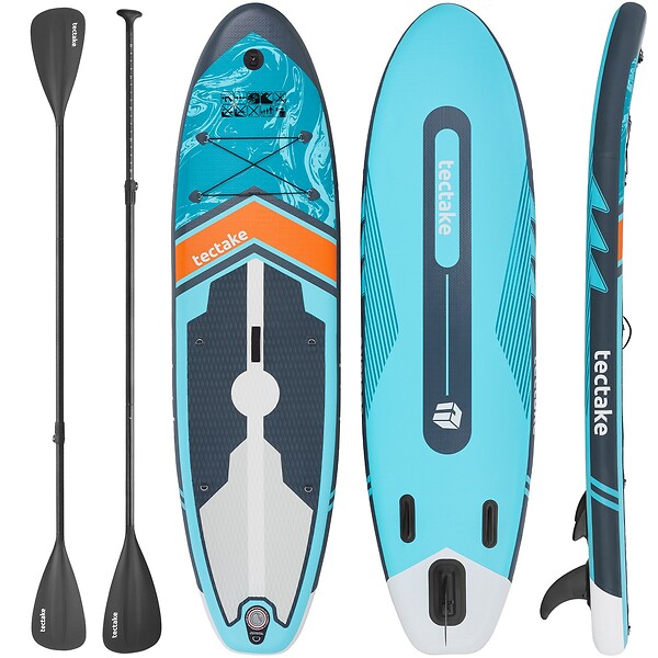 TECTAKE - Planche stand up paddle gonflable avec support appareil photo siège kayak antidérapant turquoise 288x77x22,5 cm - large