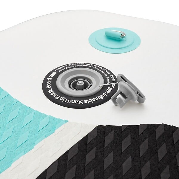 TECTAKE - Planche de stand up paddle gonflable avec support pour appareil photo siège de kayak antidérapant jusqu'à 200 kg blanc turquoise 288 x 77 x 22,5 cm - large