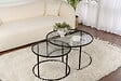HABITAT ET JARDIN - Lot de 2 tables basses en métal "Aurum" - 80 x 80 x 43 cm - Noir Gris - vignette