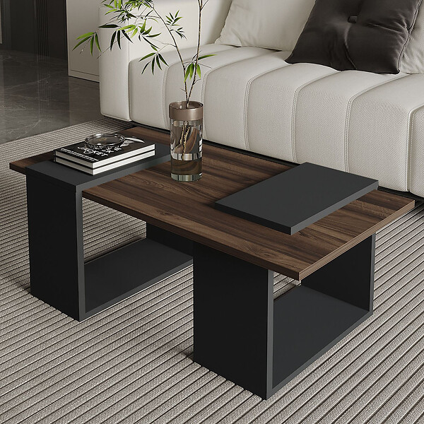 HABITAT ET JARDIN - Table basse en bois "Matris" - 90 x 46 x 37 cm - Marron - large