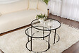 HABITAT ET JARDIN - Lot de 2 tables basses en métal "Aurum" - 80 x 80 x 43 cm - Noir Transparent - vignette