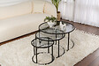 HABITAT ET JARDIN - Lot de 3 tables basses en métal "Aurum" -  80 x 80 x 43 cm - Noir Gris - vignette