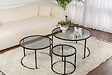 HABITAT ET JARDIN - Lot de 3 tables basses en métal "Aurum" -  80 x 80 x 43 cm - Noir Gris - vignette