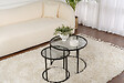 HABITAT ET JARDIN - Lot de 2 tables basses en métal "Aurum" - 60 x 60 x 43 cm - Noir Gris - vignette