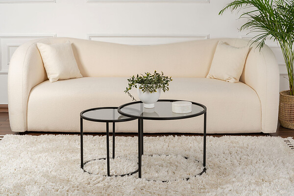 HABITAT ET JARDIN - Lot de 2 tables basses en métal "Aurum" - 60 x 60 x 43 cm - Noir Gris - large