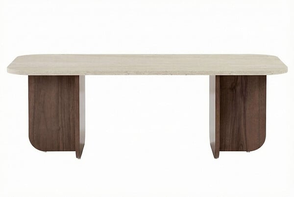 HABITAT ET JARDIN - Table basse en bois "Akira" - 120 x 60 x 41 cm - Travertin - large