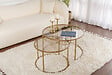 HABITAT ET JARDIN - Lot de 2 tables basses en métal "Aurum" - 80 x 80 x 43 cm - Or Bronze - vignette