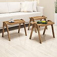 HABITAT ET JARDIN - Lot de 3 tables basses gigognes en bois "Paris" - 48 x 35 x 72 cm - Marron - vignette