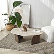 HABITAT ET JARDIN - Table basse en bois "Rock" - 100 x 60 x 35 cm - Travertin - vignette