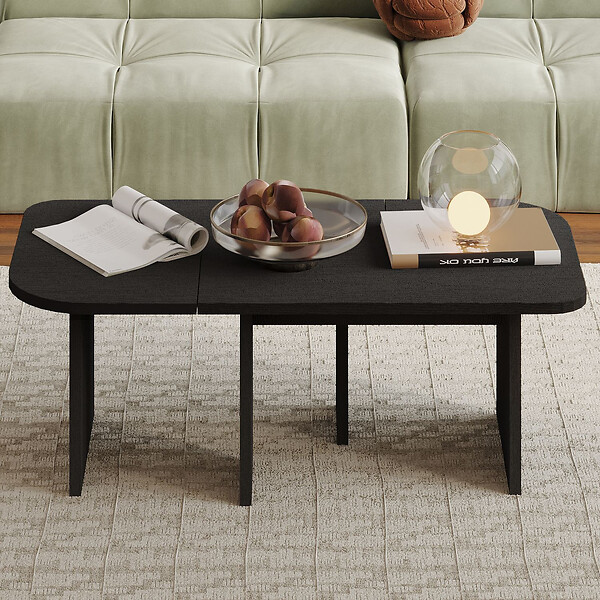 HABITAT ET JARDIN - Ensemble Tables Basses en bois "Iris" - 90 x 45 x 35 cm - Noir - large