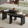HABITAT ET JARDIN - Ensemble Tables Basses en bois "Iris" - 90 x 45 x 35 cm - Noir - vignette