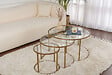 HABITAT ET JARDIN - Lot de 3 tables basses en métal "Aurum" - 80 x 80 x 43 cm - Or Transparent - vignette