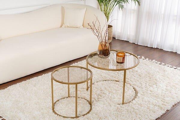HABITAT ET JARDIN - Ensemble de tables basses en métal "Aurum" - 42 x 42 x 39 cm - Or Bronze - large