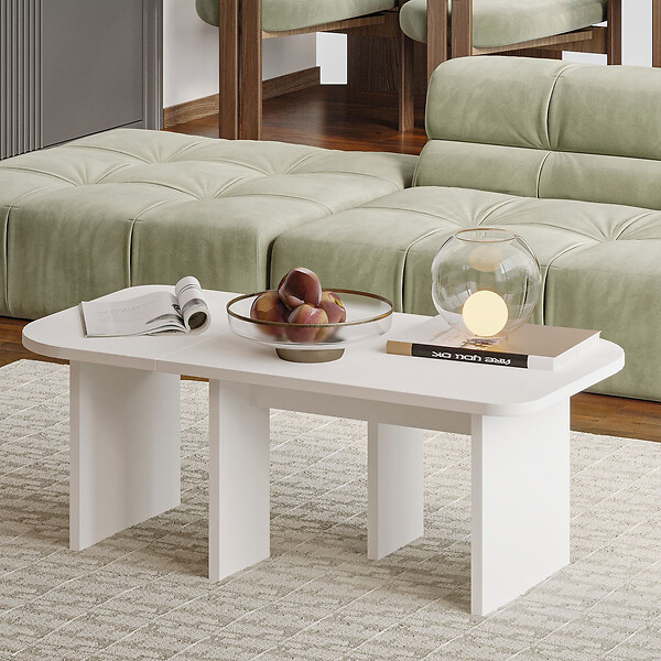 HABITAT ET JARDIN - Ensemble tables basses en bois "Iris" - 90 x 45 x 35 cm - Blanc - large