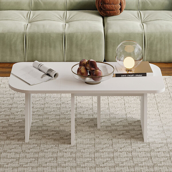HABITAT ET JARDIN - Ensemble tables basses en bois "Iris" - 90 x 45 x 35 cm - Blanc - large
