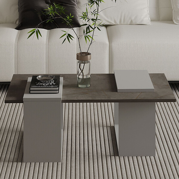 HABITAT ET JARDIN - Table basse en bois "Matris" - 90 x 46 x 37 cm - Gris - large