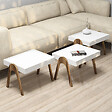 HABITAT ET JARDIN - Lot de 3 tables basses gigognes en bois "Roma" - 53 x 40 x 64 cm - Blanc - vignette