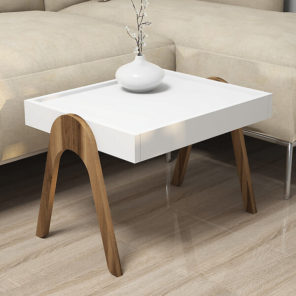 HABITAT ET JARDIN - Lot de 3 tables basses gigognes en bois "Roma" - 53 x 40 x 64 cm - Blanc - large