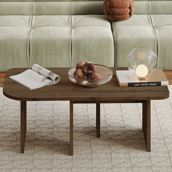 HABITAT ET JARDIN - Ensemble tables basses en bois "Iris" - 90 x 45 x 35 cm - Marron - large