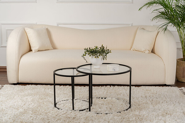 HABITAT ET JARDIN - Lot de 2 tables basses en métal "Aurum" - 60 x 60 x 43 cm - Noir Transparent - large