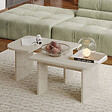 HABITAT ET JARDIN - Ensemble tables basses en bois "Iris" - 90 x 45 x 35 cm - Travertin - vignette