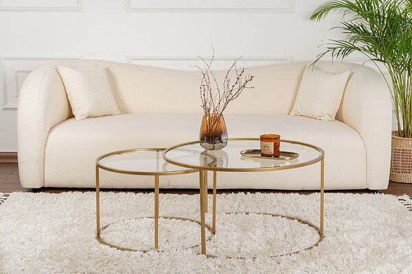 HABITAT ET JARDIN - Lot de 2 tables basses en métal "Aurum" - 80 x 80 x 43 cm - Or Transparent - large
