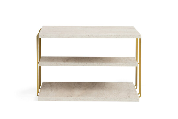 HABITAT ET JARDIN - table d'appoint en bois "Lifon" 50 x 40 x 33 cm - Travertin - large