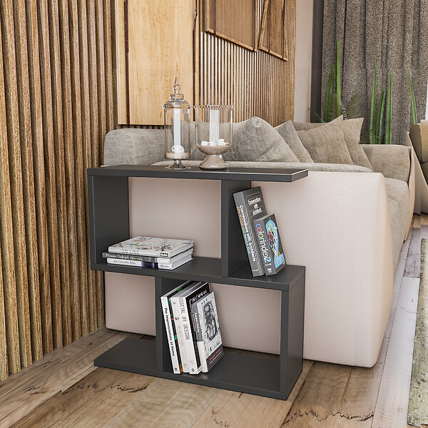 HABITAT ET JARDIN - Table d'appoint en bois "Life" - 60 x 20 x 60 cm - Anthracite - large