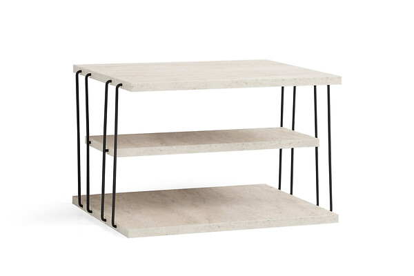 HABITAT ET JARDIN - table d'appoint en bois "Lifon" - 50 x 40 x 33 cm - Travertin - large