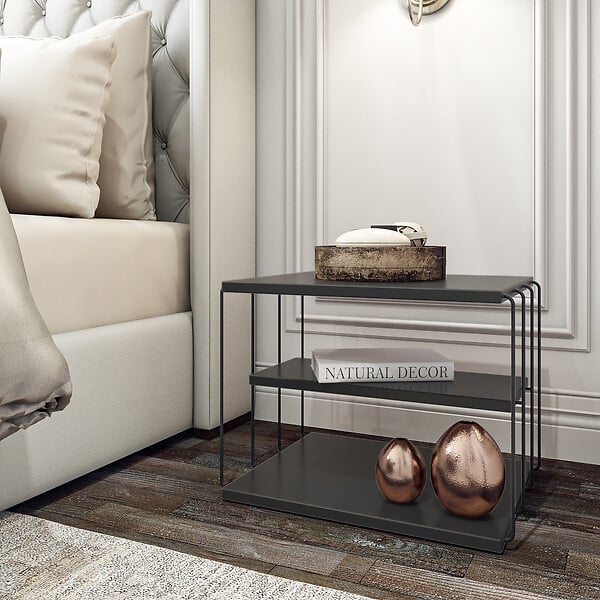 HABITAT ET JARDIN - table d'appoint en bois "Lifon" 50 x 40 x 33 cm - Anthracite - large