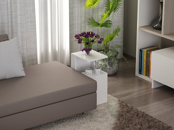 HABITAT ET JARDIN - Table d'appoint en bois "Sister" - 35 x 29 x 60 cm - Blanc - large