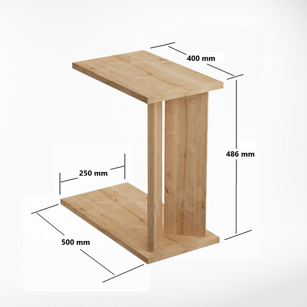 HABITAT ET JARDIN - Table d'appoint en bois "Lun" - 25 x 50 x 48 cm - Beige - large