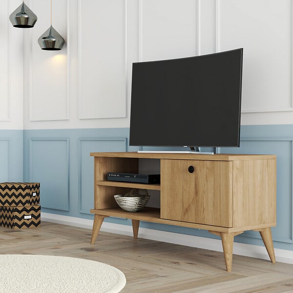 HABITAT ET JARDIN - Meuble TV en bois "Retro" - 90 x 29 x 44 cm - Chêne - large