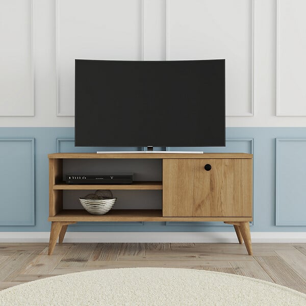 HABITAT ET JARDIN - Meuble TV en bois "Retro" - 90 x 29 x 44 cm - Chêne - large
