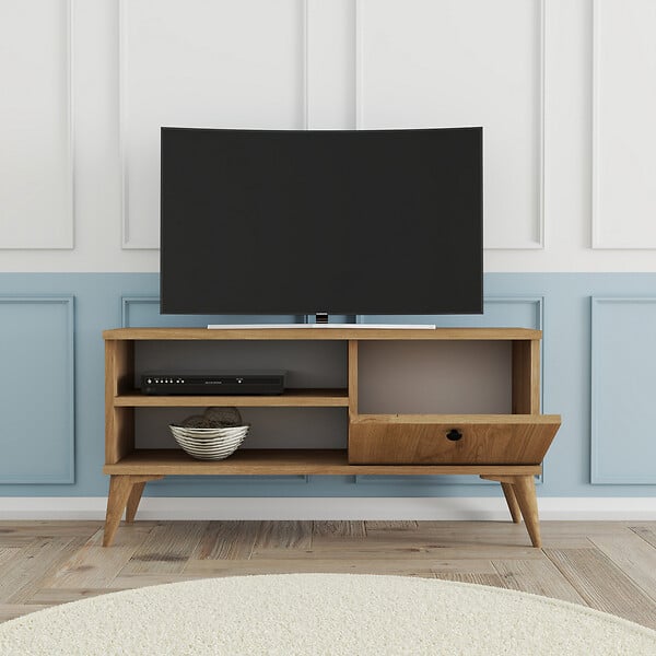 HABITAT ET JARDIN - Meuble TV en bois "Retro" - 90 x 29 x 44 cm - Chêne - large